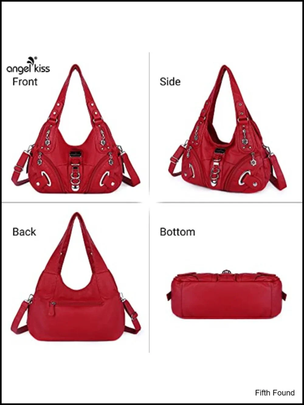 Washed PU leather Hobo bag with snap hook strap, large daily shoulder handbag